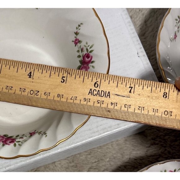 Ridgway Dainty Rose Ironstone Bowls Set Of 5 Pink Floral Design With Gold Trim - Picture 8 of 9